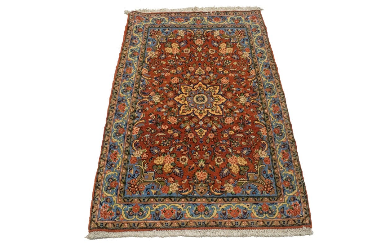 Orange Floral 3X4 Bidjar Halvaei Persian Rug