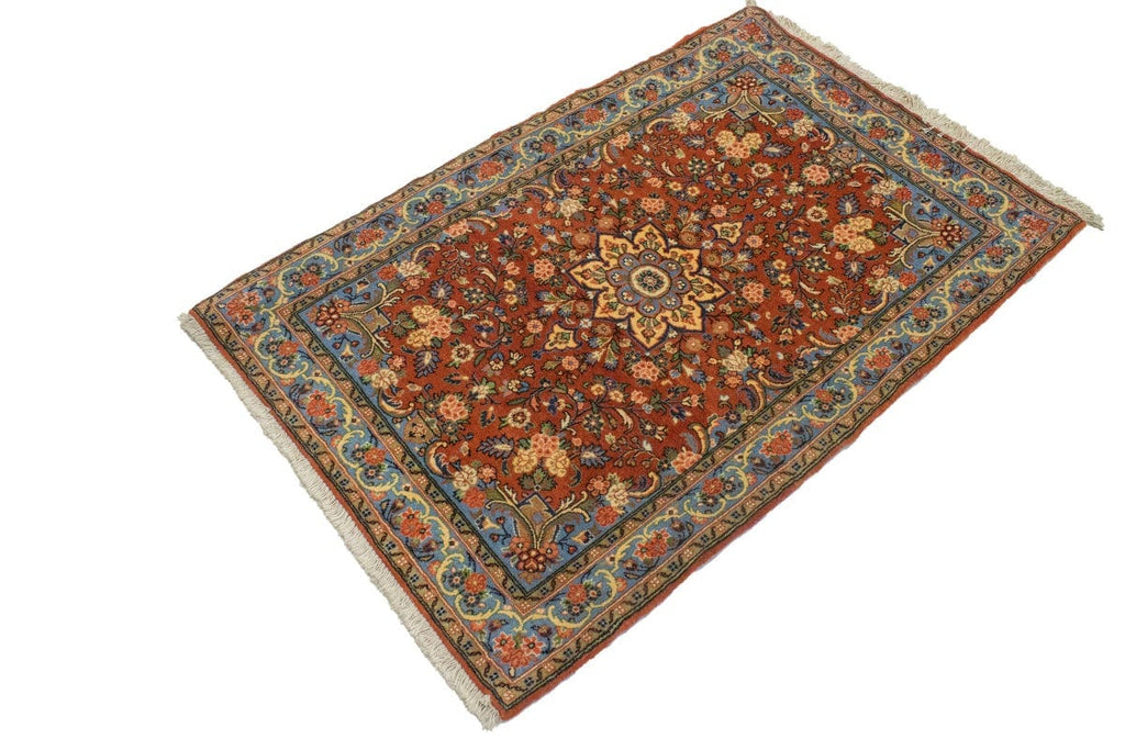 Orange Floral 3X4 Bidjar Halvaei Persian Rug