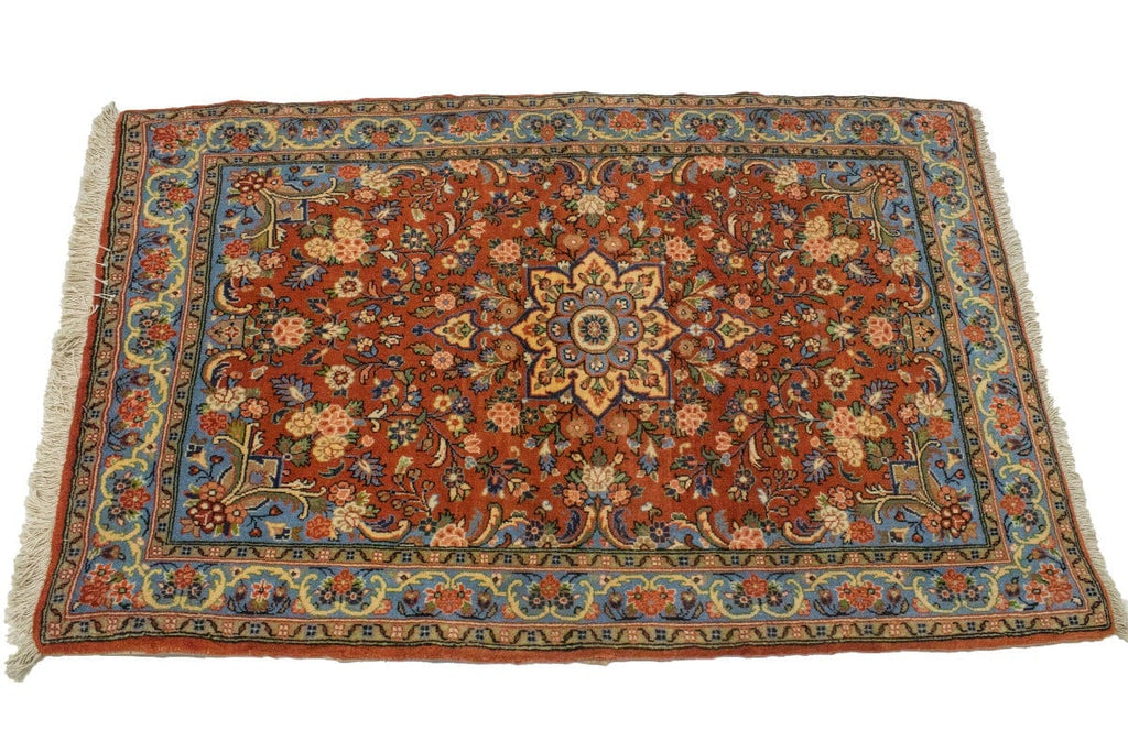 Orange Floral 3X4 Bidjar Halvaei Persian Rug