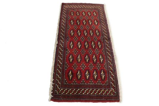 Vintage Red Tribal 2X4'6 Turkoman Persian Rug