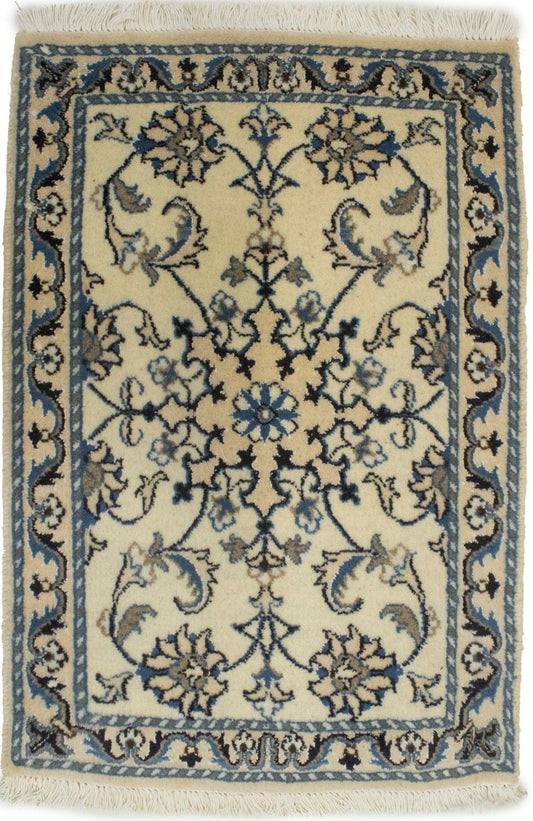 Cream Traditional 2X3 Nain Kashmar Persian Rug