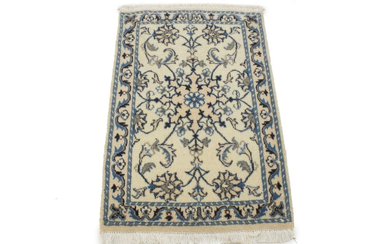 Cream Traditional 2X3 Nain Kashmar Persian Rug