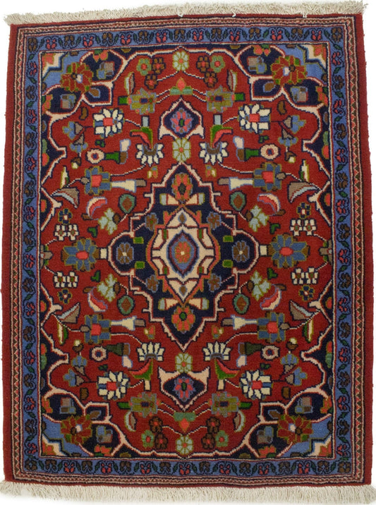 Vintage Traditional Red 2X3 Mashad Persian Rug