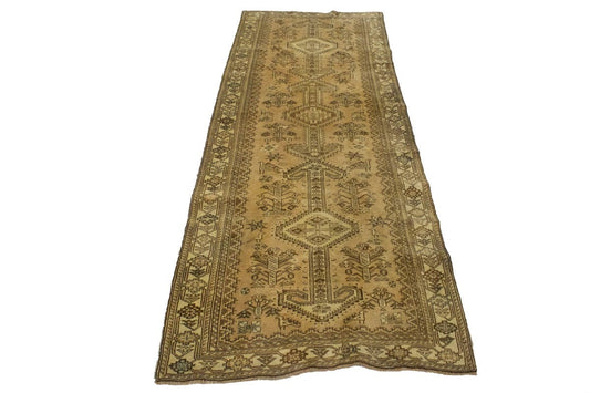 Semi Antique Tribal Beige 3X9 Abadeh Shiraz Persian Rug