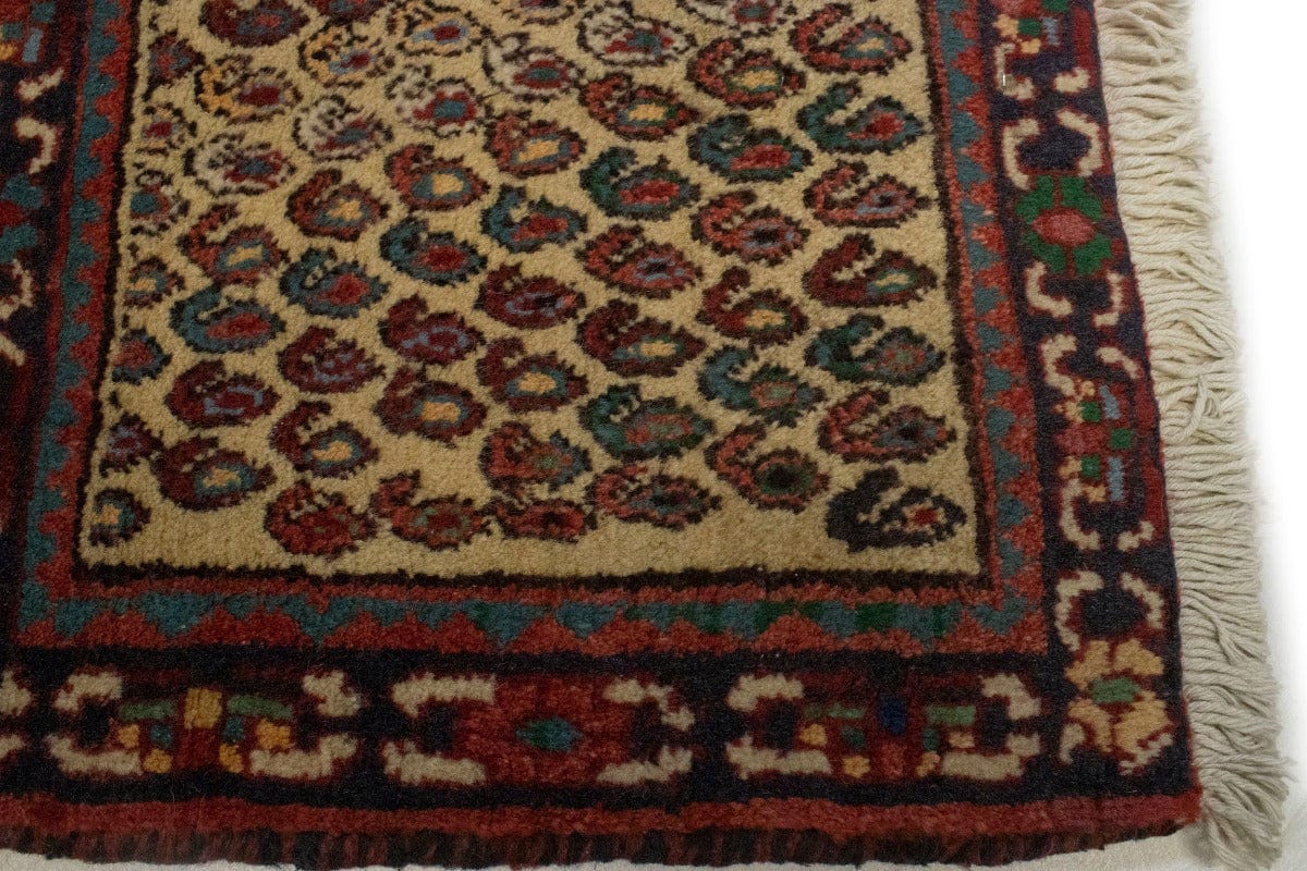 Vintage Cream Tribal 1'4X1'5 Hamedan Persian Square Rug