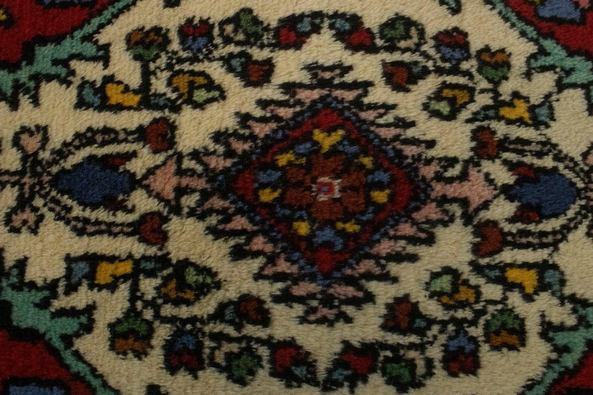 Vintage Cream Tribal 1'4X2 Hamedan Persian Rug