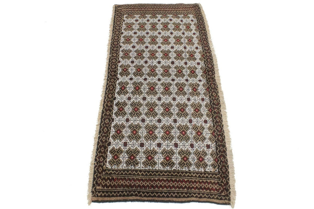 Vintage Tribal Cream 2X4'5 Turkoman Persian Rug