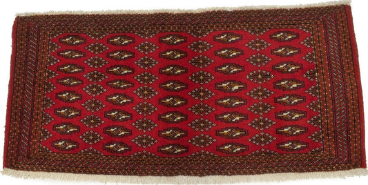 Vintage Red Tribal 2X4'4 Turkoman Persian Rug