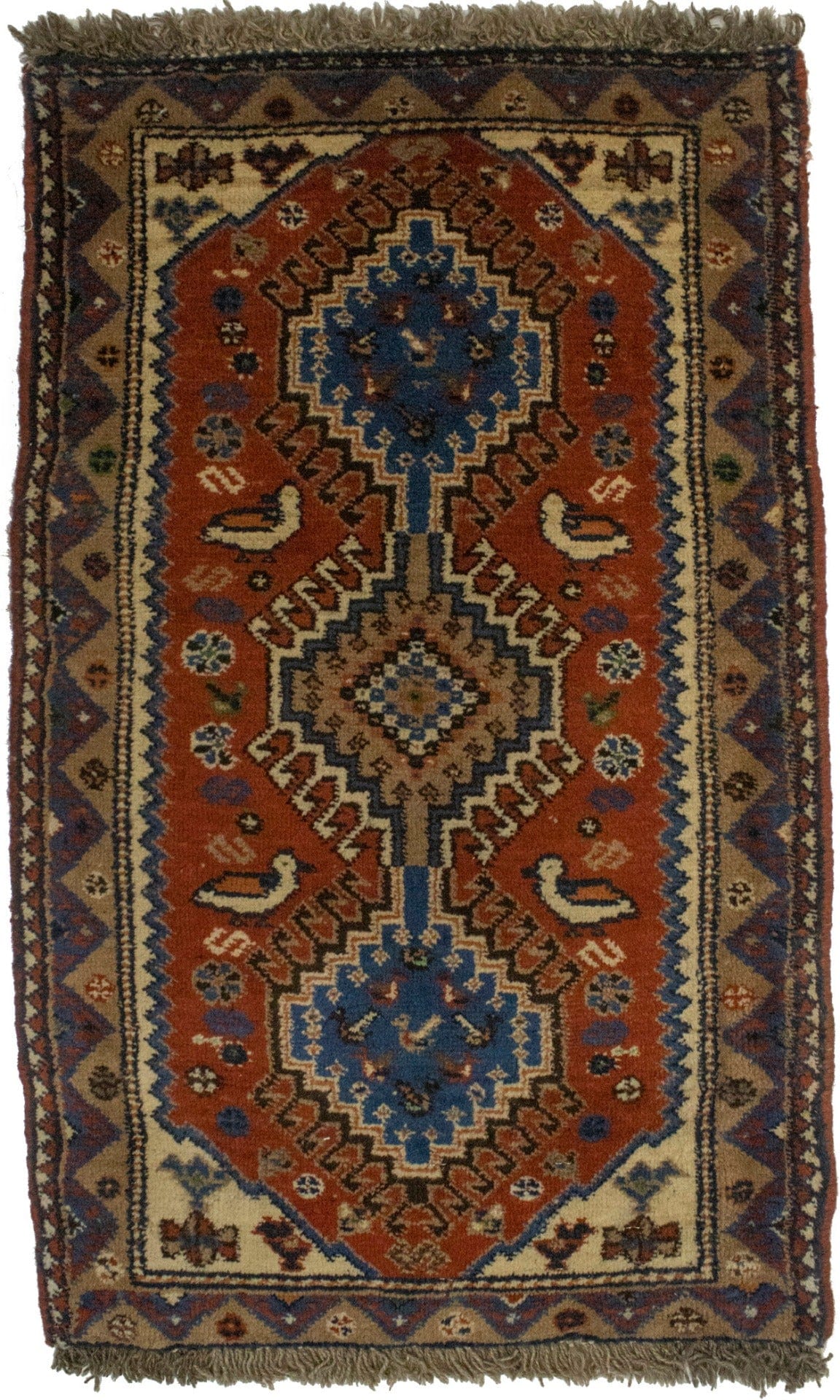 Vintage Rust Orange Tribal 1'7X2'8 Yalameh Persian Rug