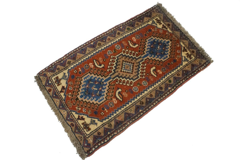 Vintage Rust Orange Tribal 1'7X2'8 Yalameh Persian Rug