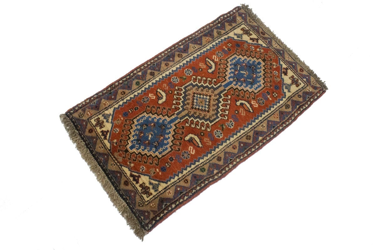 Vintage Rust Orange Tribal 1'7X2'8 Yalameh Persian Rug