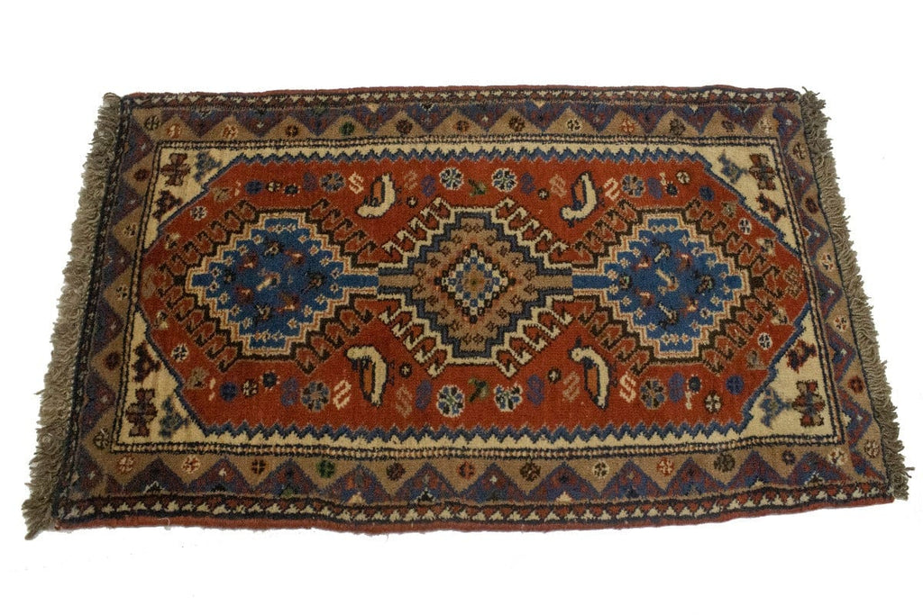 Vintage Rust Orange Tribal 1'7X2'8 Yalameh Persian Rug