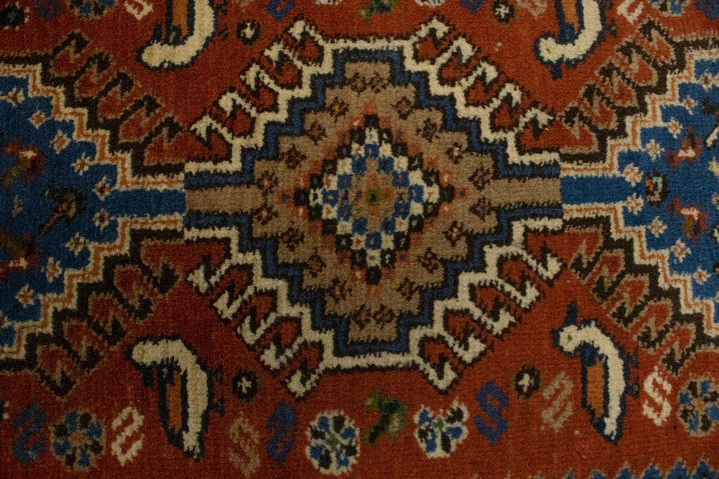 Vintage Rust Orange Tribal 1'7X2'8 Yalameh Persian Rug