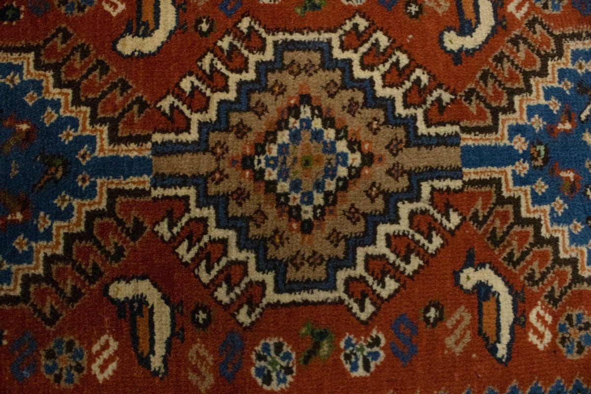 Vintage Rust Orange Tribal 1'7X2'8 Yalameh Persian Rug