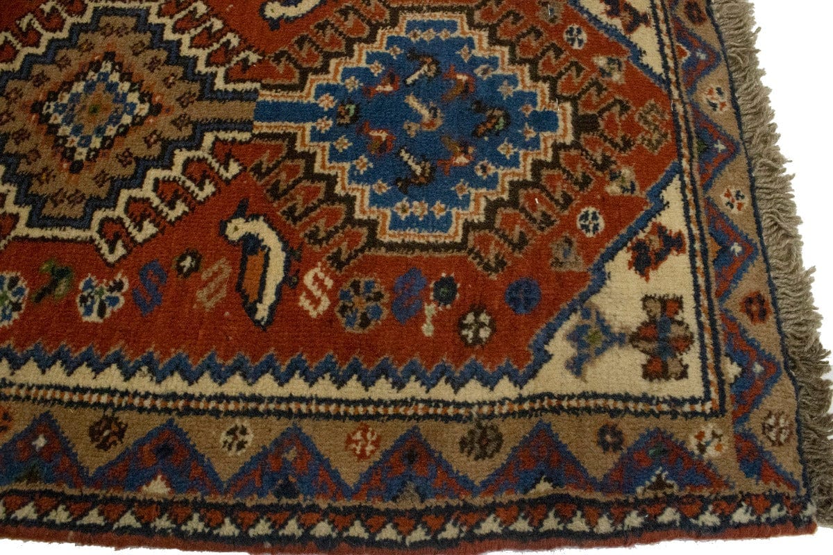 Vintage Rust Orange Tribal 1'7X2'8 Yalameh Persian Rug