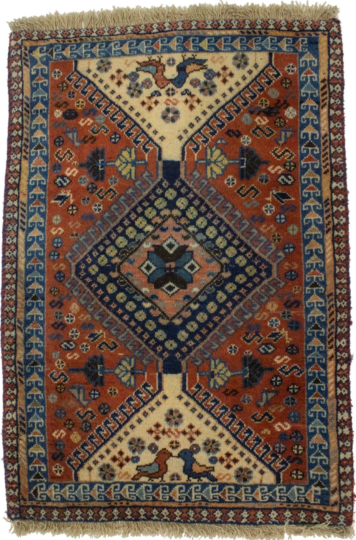 Vintage Rust Tribal 1'9X2'6 Yalameh Persian Rug