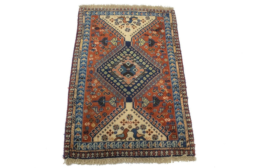 Vintage Rust Tribal 1'9X2'6 Yalameh Persian Rug