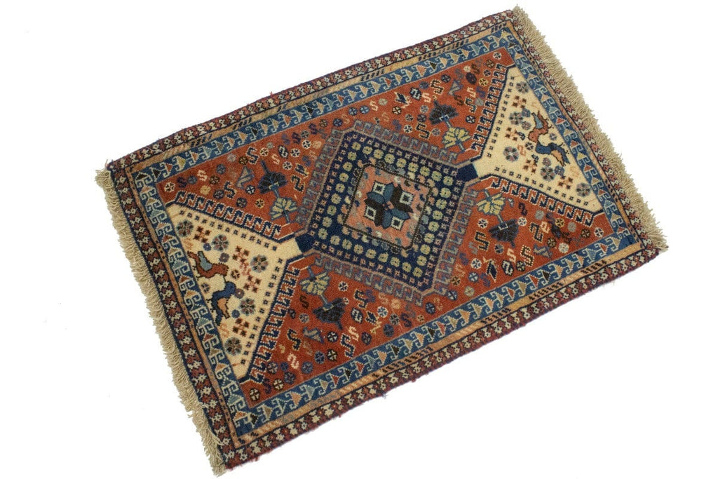 Vintage Rust Tribal 1'9X2'6 Yalameh Persian Rug