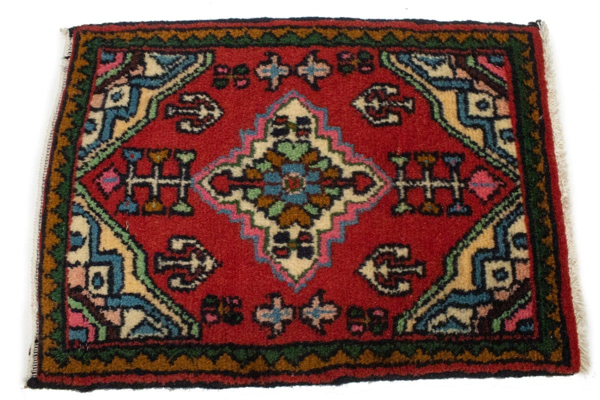 Vintage Red Tribal 1'4X2 Hamedan Persian Rug