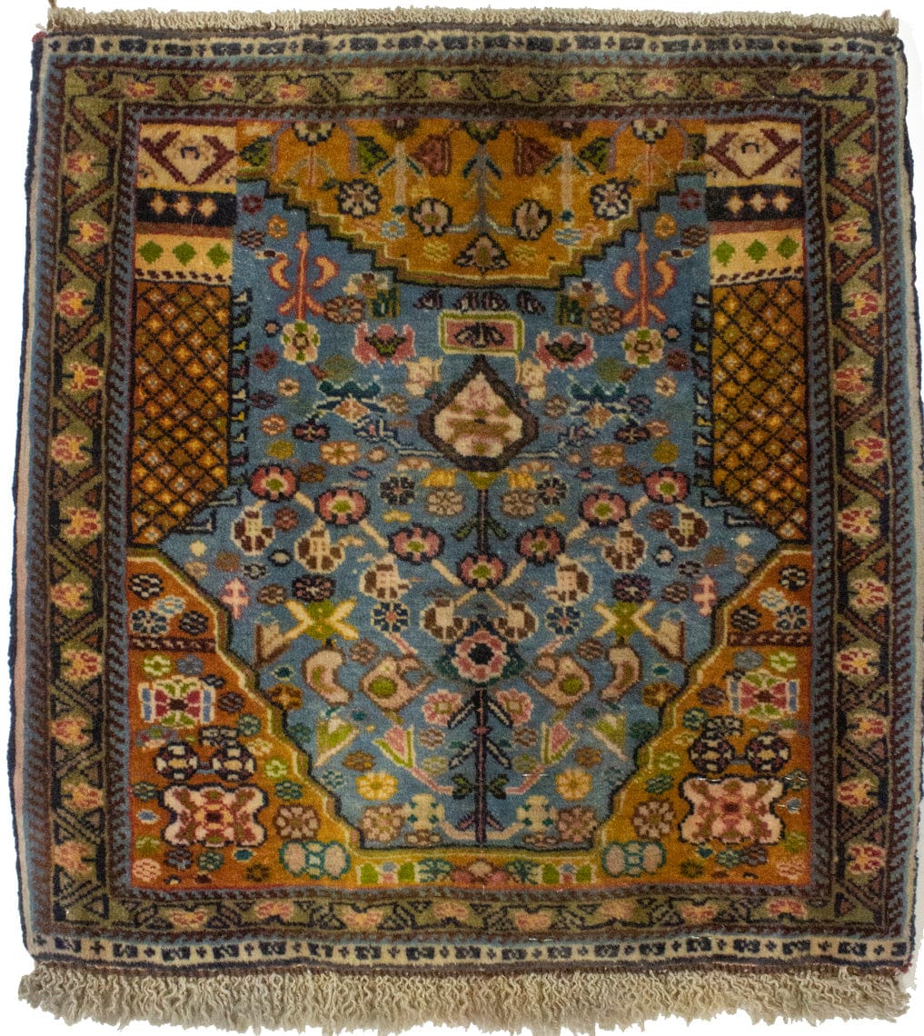 Vintage Tribal Blue 1'4X1'6 Abadeh Persian Square Rug