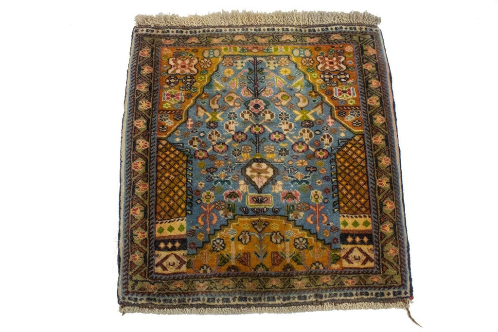 Vintage Tribal Blue 1'4X1'6 Abadeh Persian Square Rug