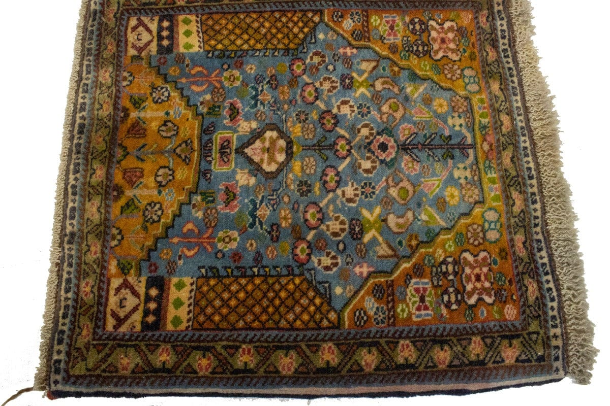 Vintage Tribal Blue 1'4X1'6 Abadeh Persian Square Rug