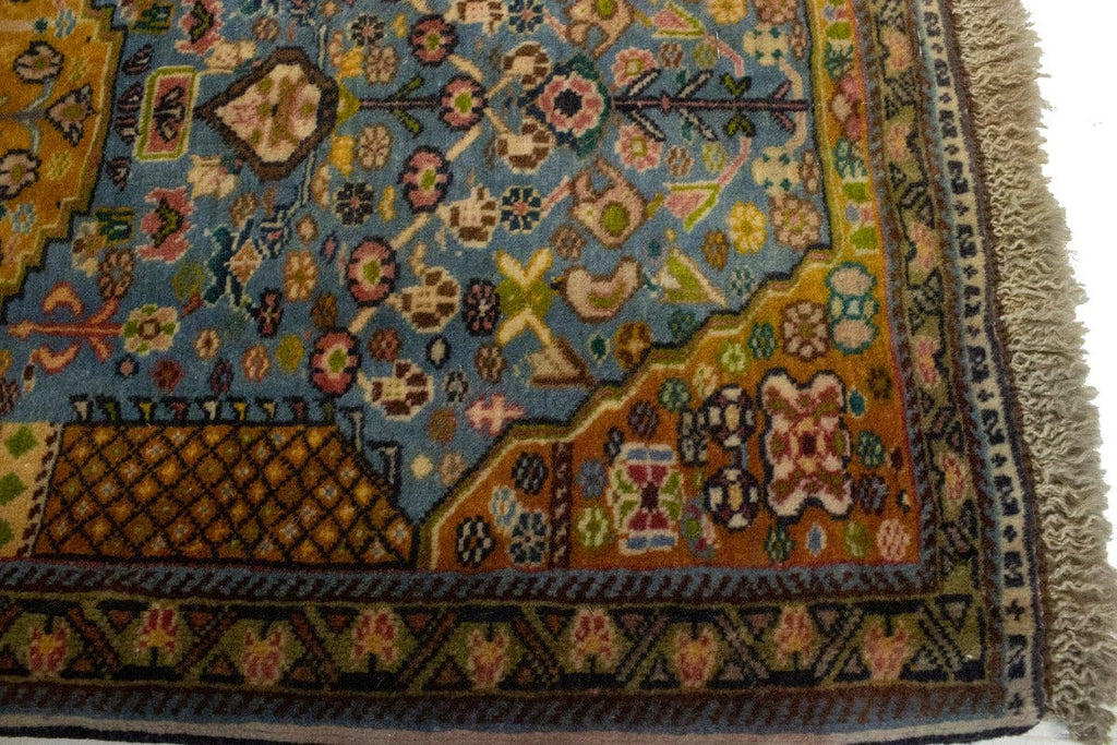 Vintage Tribal Blue 1'4X1'6 Abadeh Persian Square Rug