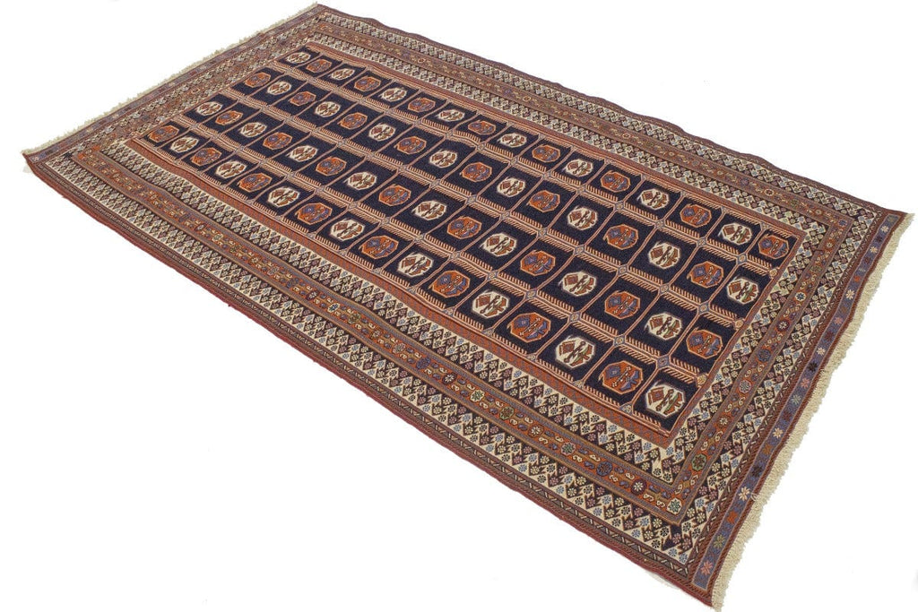 Purple-navy Tribal 4X7 Sumak Persian Rug