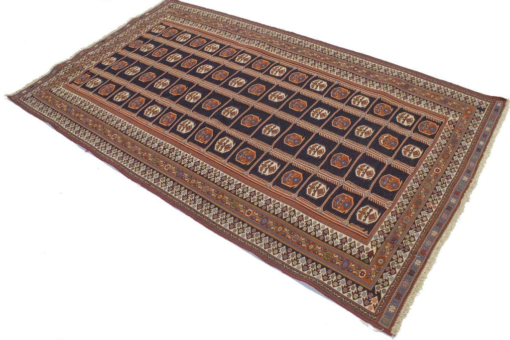 Purple-navy Tribal 4X7 Sumak Persian Rug