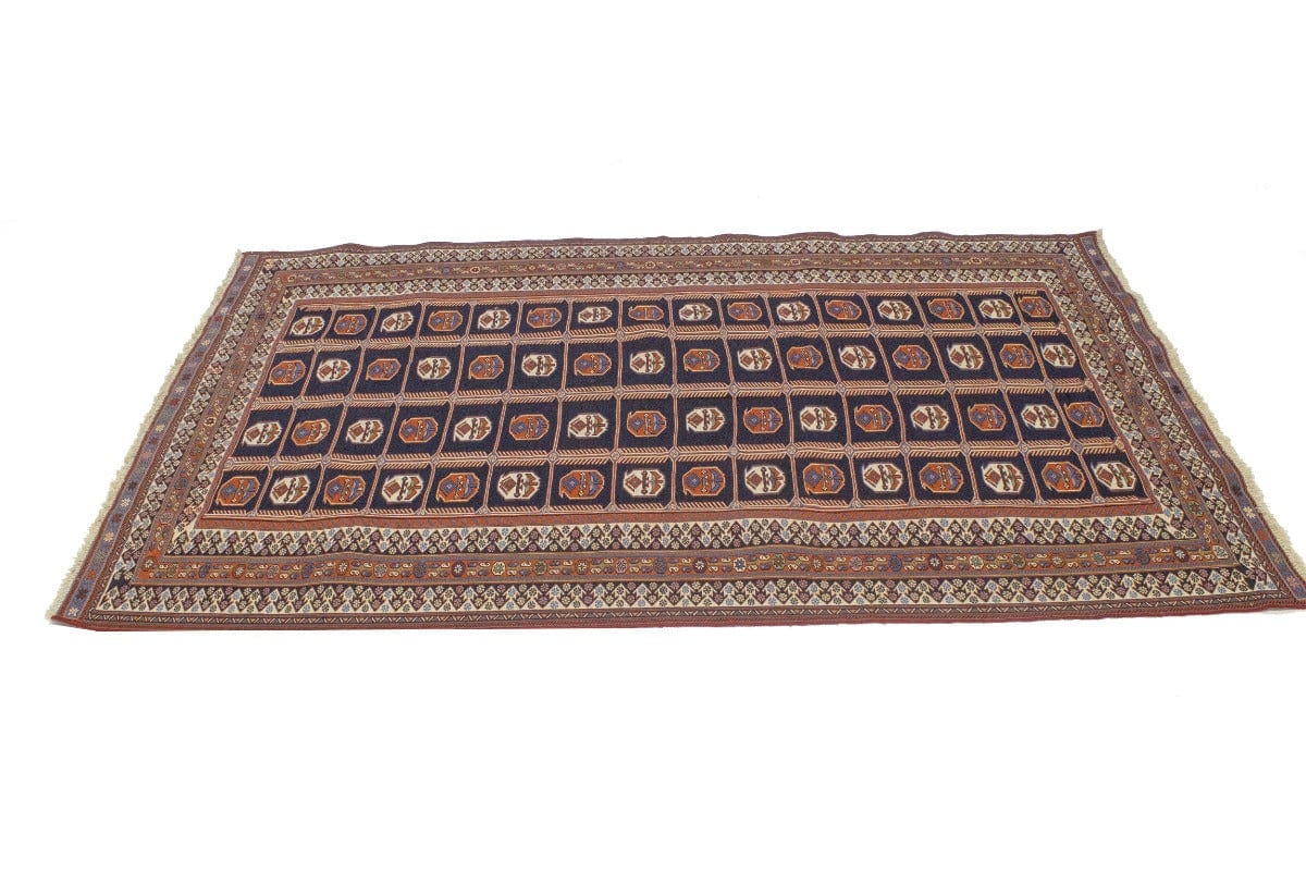 Purple-navy Tribal 4X7 Sumak Persian Rug