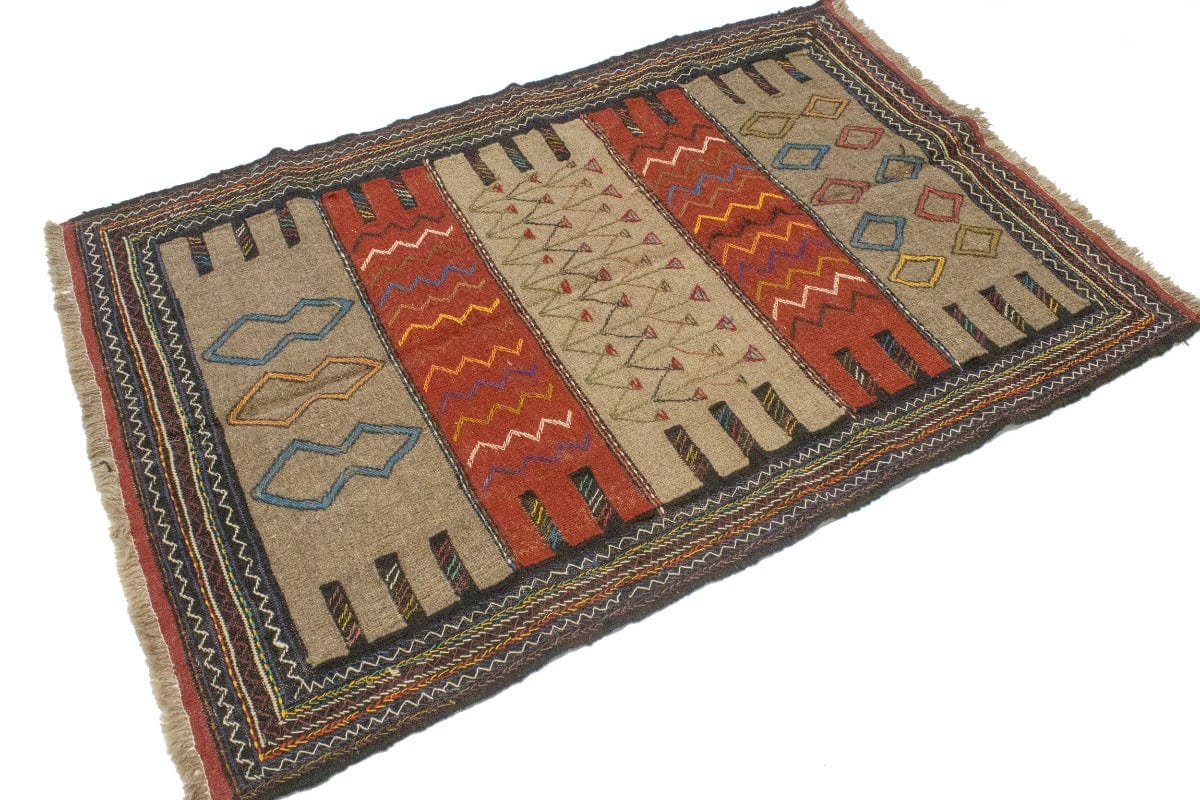 Khaki Tribal 4X6 Sumak Herati Persian Rug