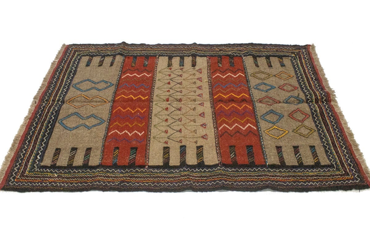 Khaki Tribal 4X6 Sumak Herati Persian Rug