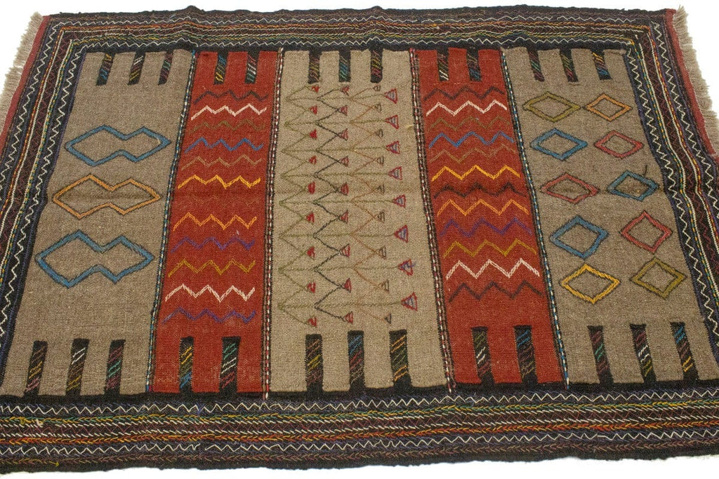 Khaki Tribal 4X6 Sumak Herati Persian Rug