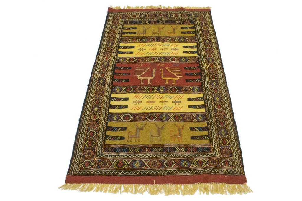 Beige Tribal 3X6 Sumak Herati Persian Rug