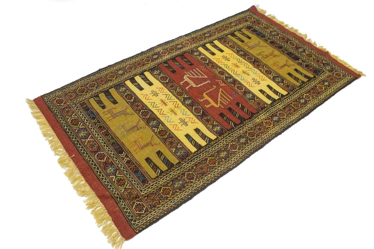 Beige Tribal 3X6 Sumak Herati Persian Rug