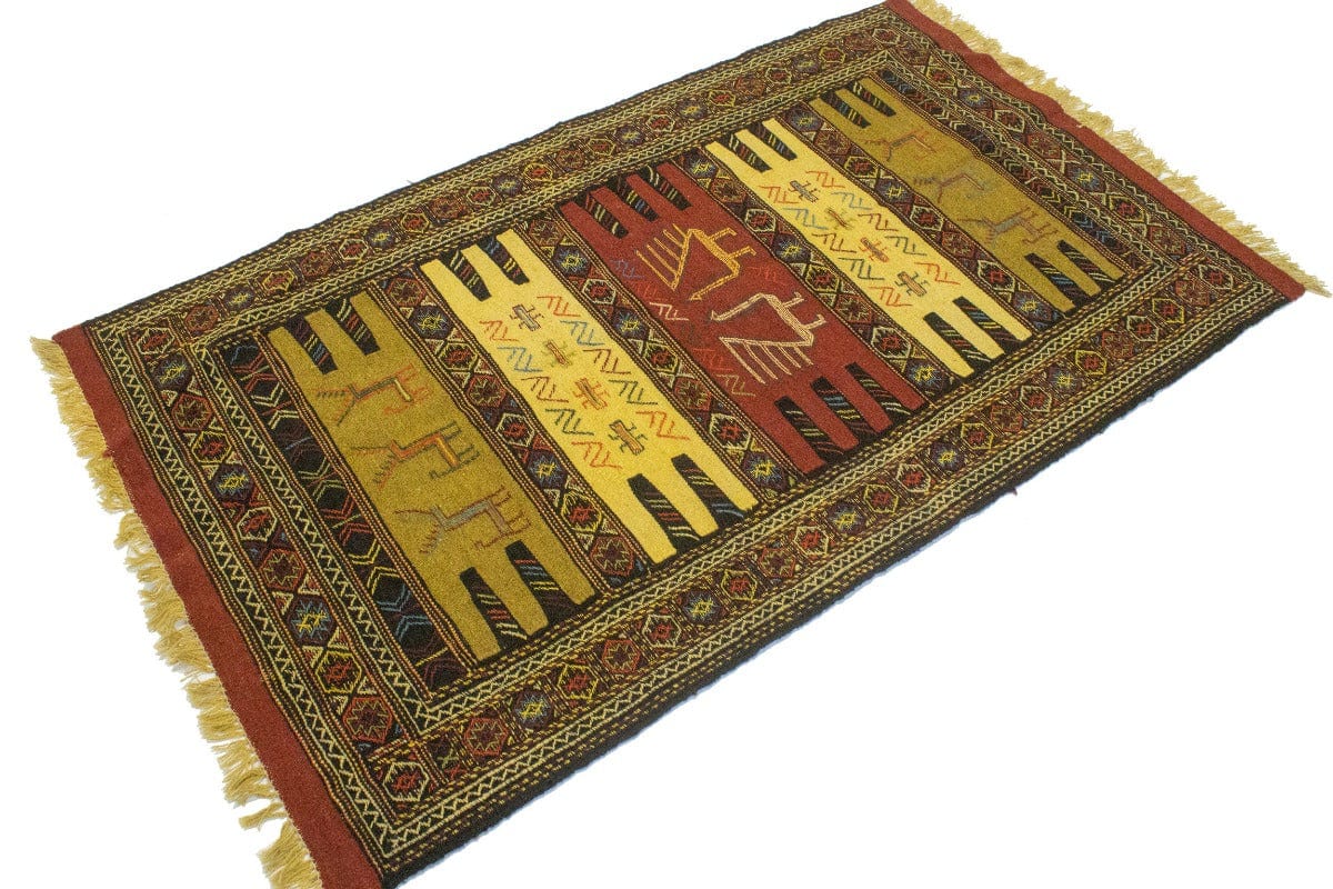 Beige Tribal 3X6 Sumak Herati Persian Rug