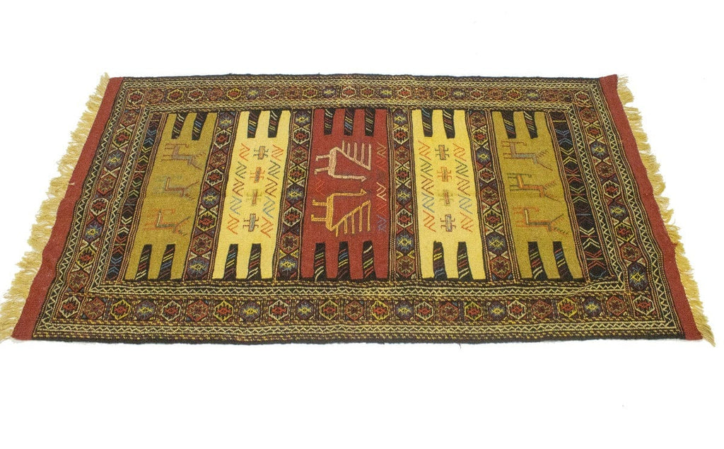 Beige Tribal 3X6 Sumak Herati Persian Rug