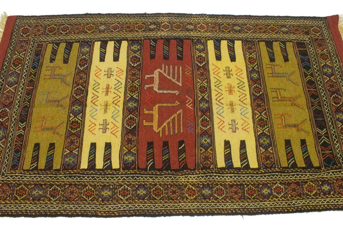 Beige Tribal 3X6 Sumak Herati Persian Rug