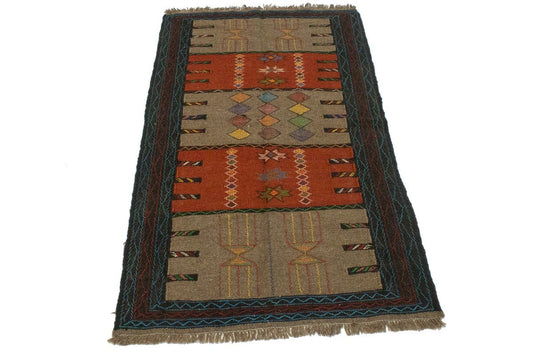 Khaki Tribal 3X6 Sumak Herati Persian Rug