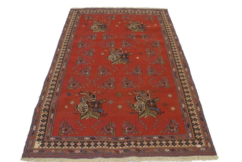 Orange Tribal 4'5X7 Sumak Persian Rug