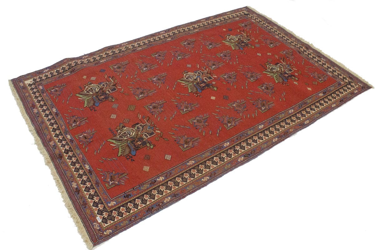 Orange Tribal 4'5X7 Sumak Persian Rug