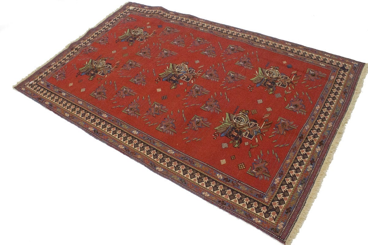 Orange Tribal 4'5X7 Sumak Persian Rug