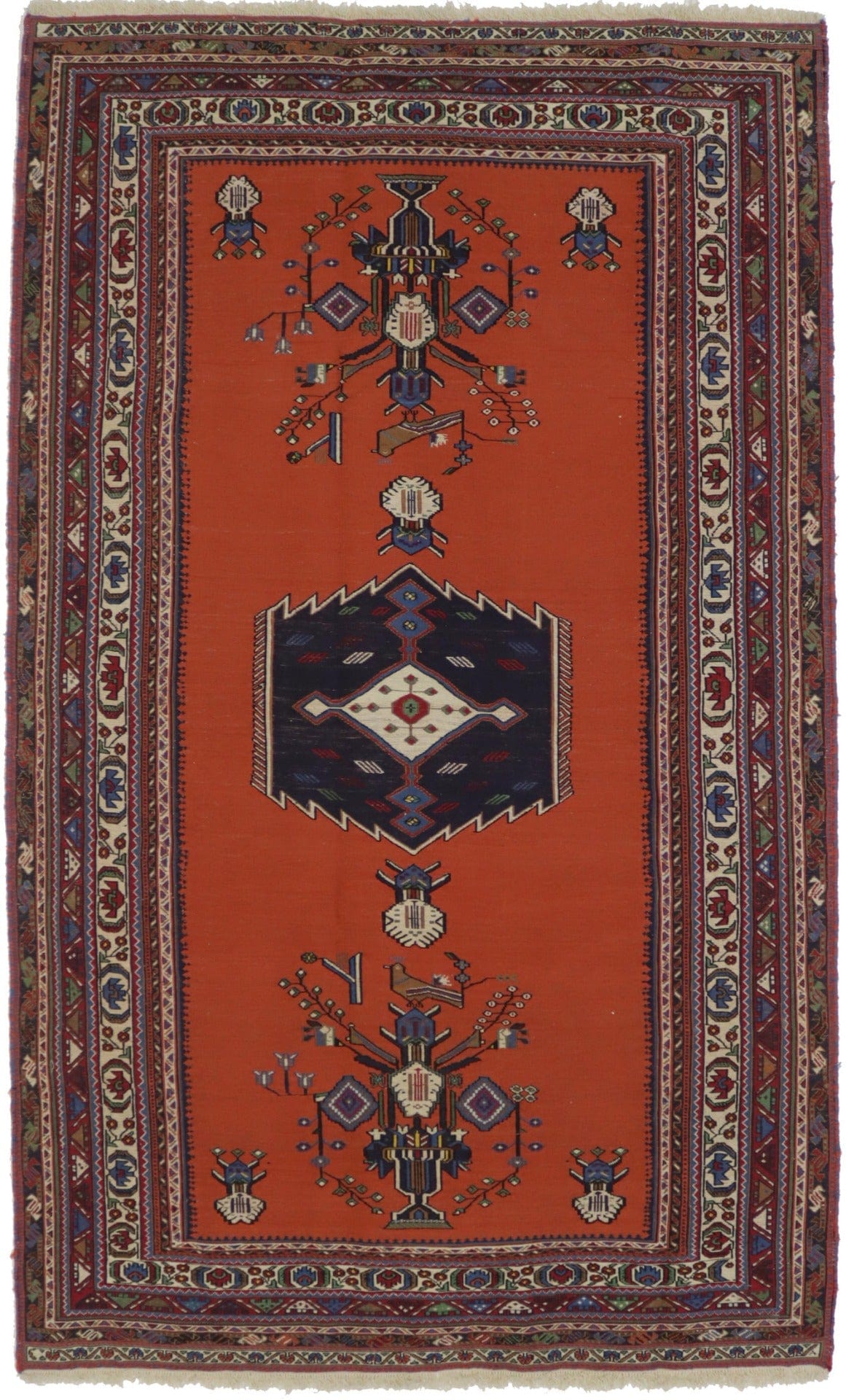 Orange Tribal 4X7 Sumak Persian Rug