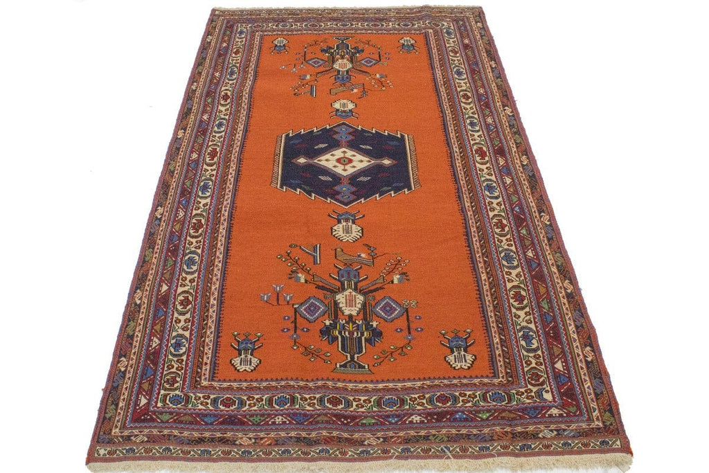 Orange Tribal 4X7 Sumak Persian Rug