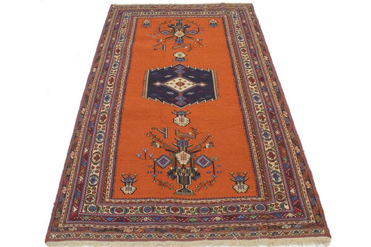 Orange Tribal 4X7 Sumak Persian Rug