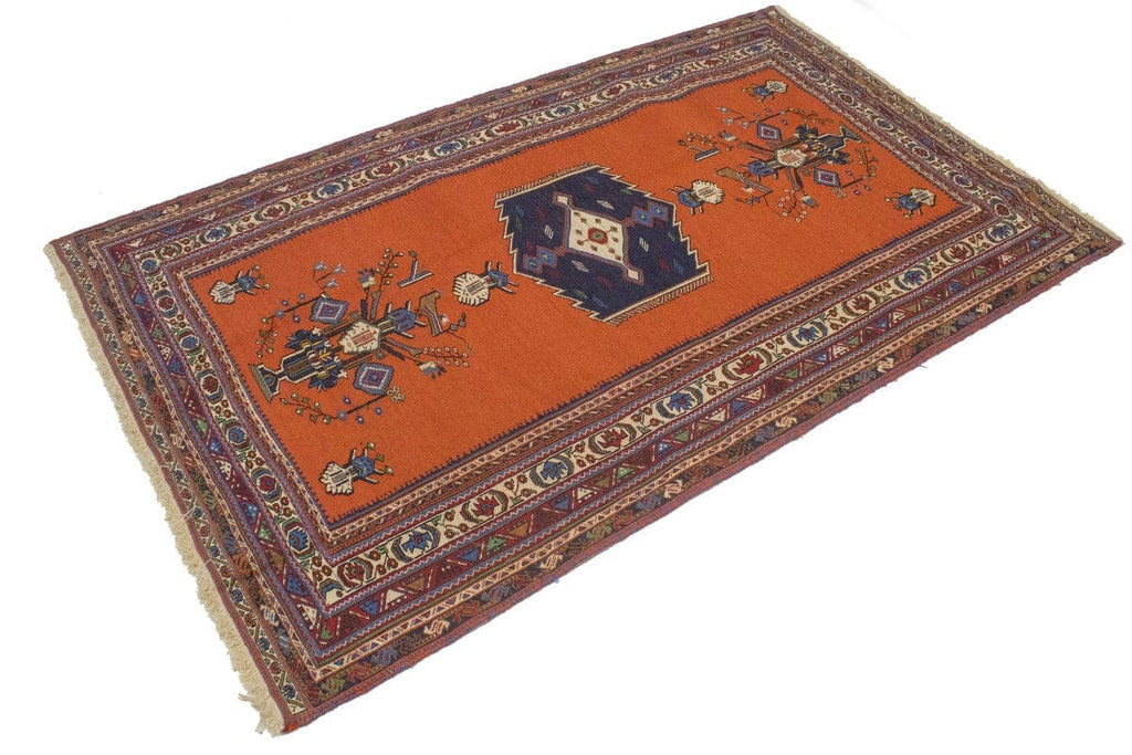 Orange Tribal 4X7 Sumak Persian Rug