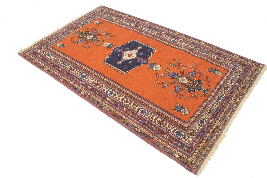 Orange Tribal 4X7 Sumak Persian Rug