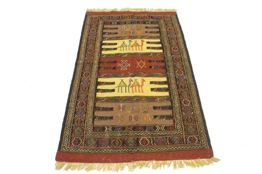 Khaki Tribal 3'4X5'7 Sumak Herati Persian Rug