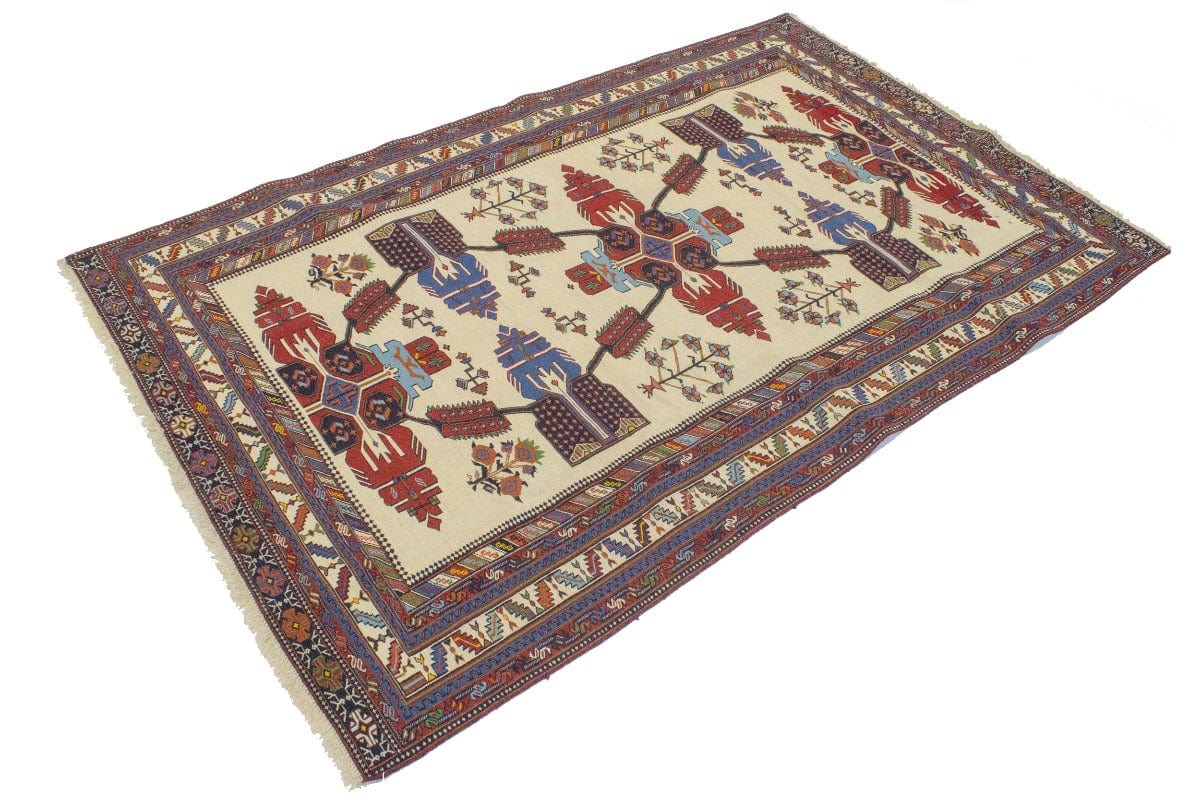 Cream Tribal 4X7 Sumak Persian Rug