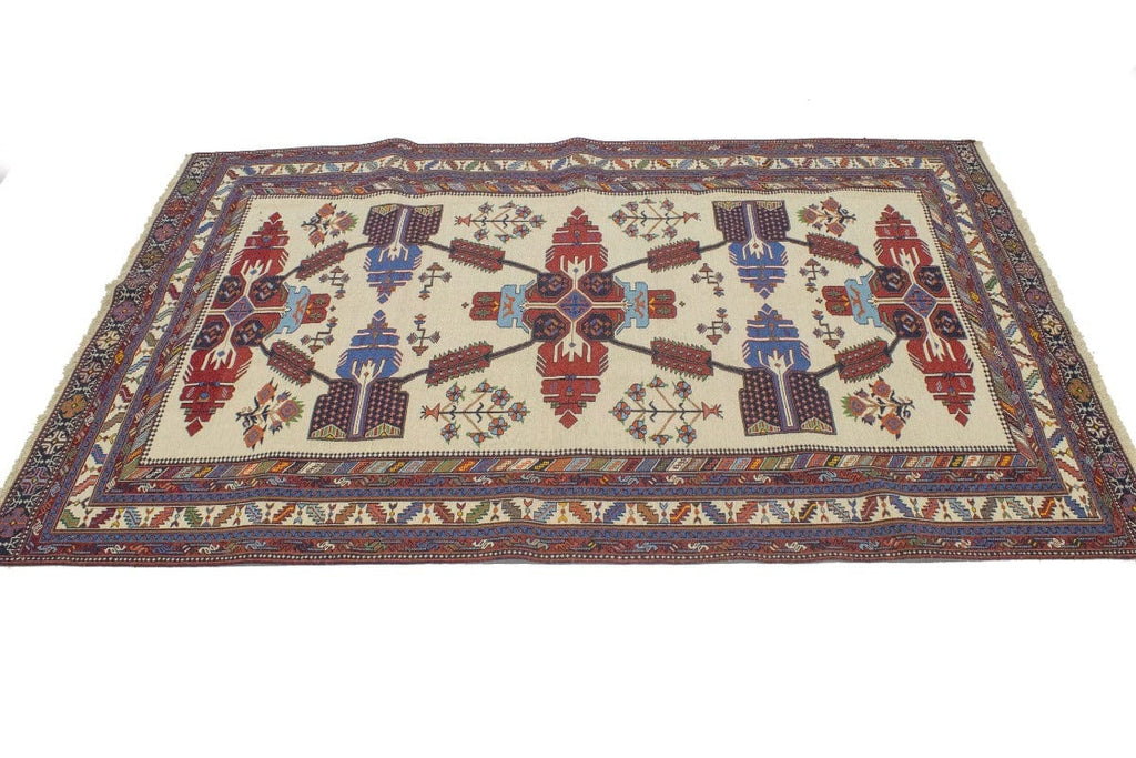 Cream Tribal 4X7 Sumak Persian Rug